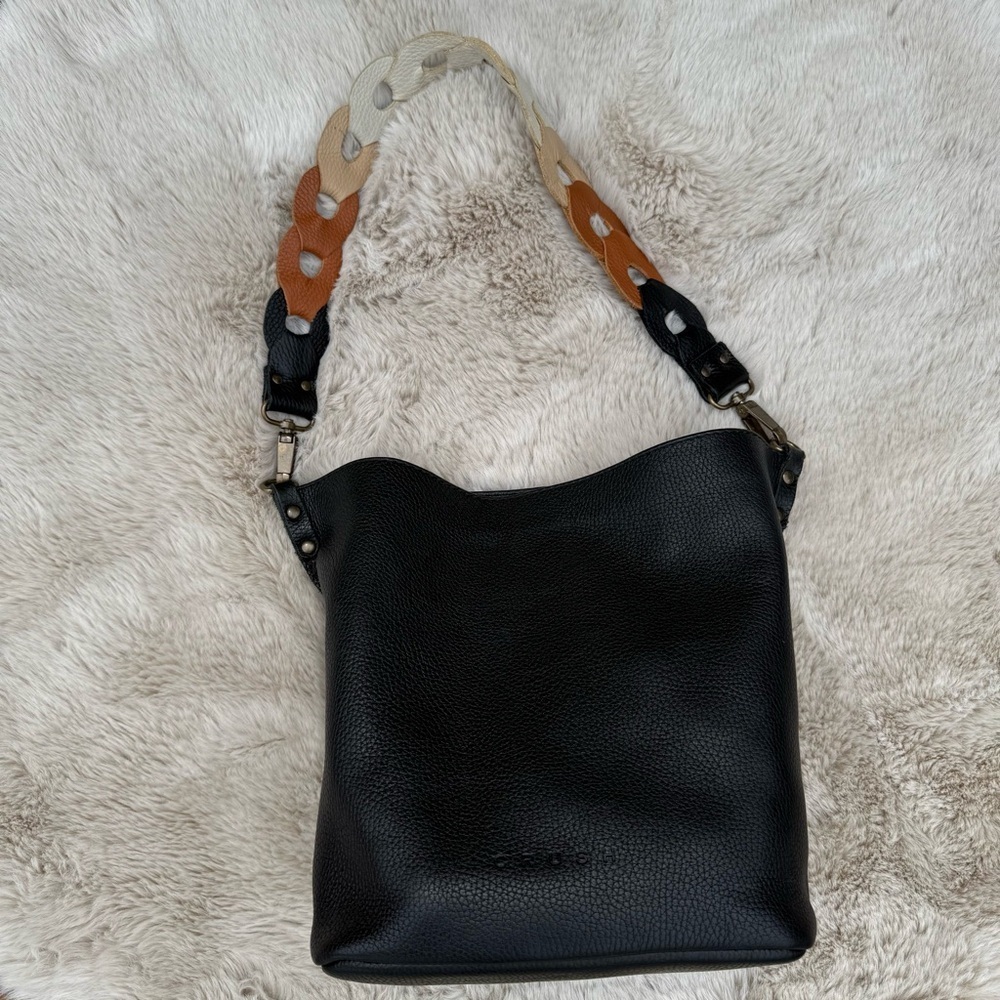 CRUSH Leather Goods MAE Black Leather Bucket Bag - Picture 2 of 13